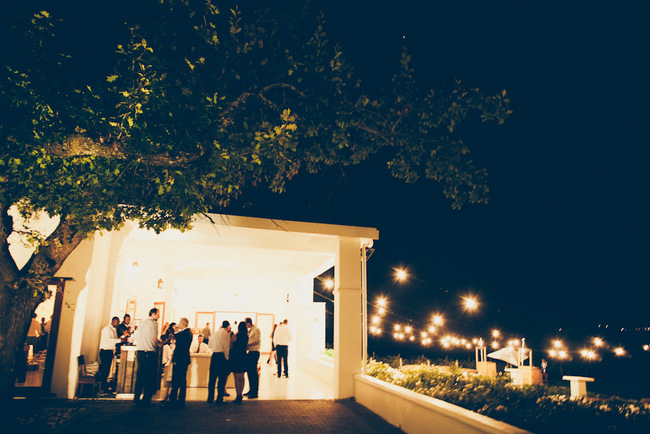 Outdoor Wedding Reception with Naked Bulbs