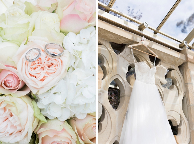 Wedding Rings and Rose Bouquet