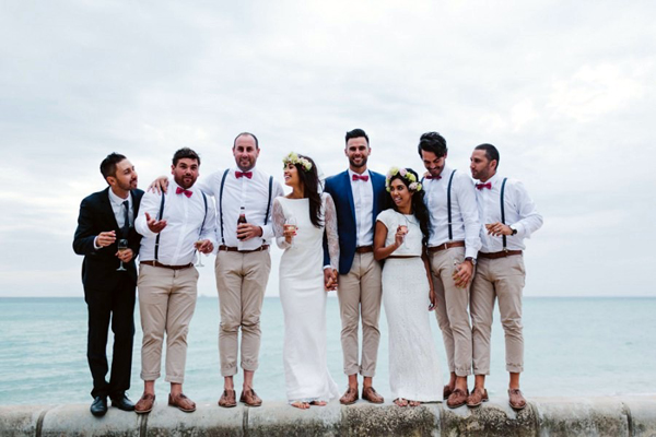 groom beach wedding attire shorts