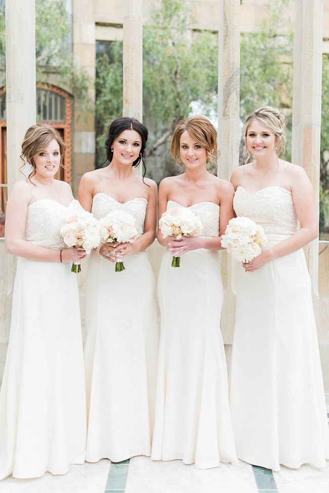 White Sequins Bridesmaids Dresses