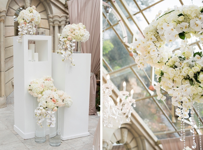 White Orchid and Rose Arrangements