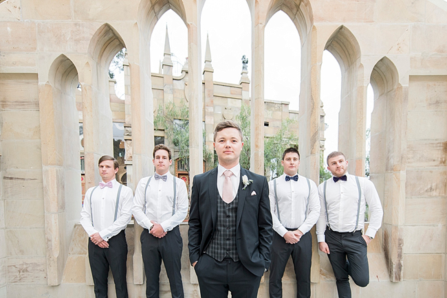 Groomsmen with Bowties and Suspenders