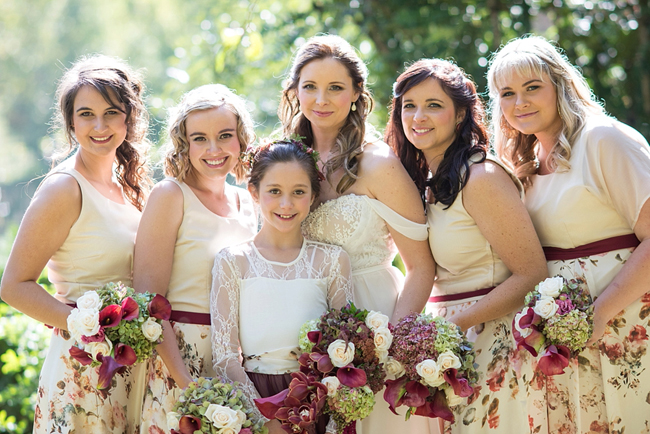 Marsala and Cream Bridesmaids Dresses