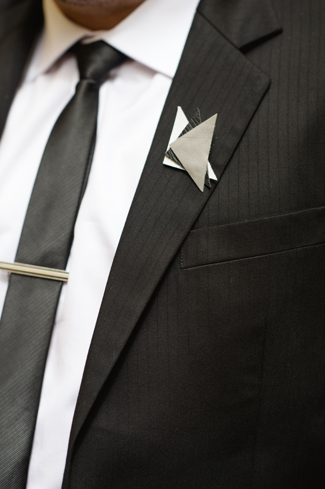 Geometric Greyscale Boutonniere