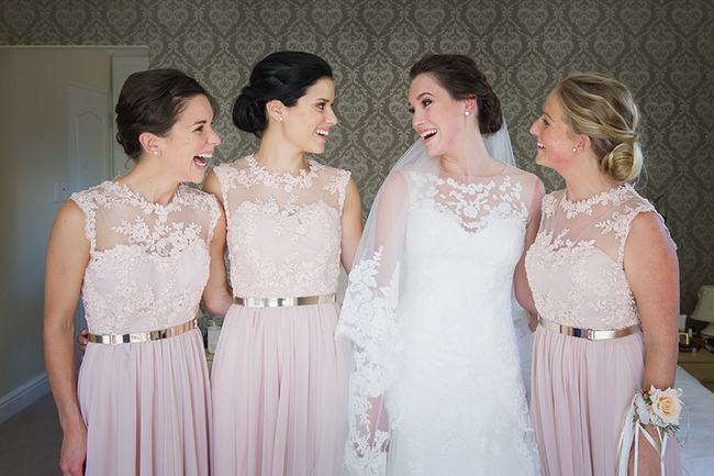 Blush and Gold Bridesmaids Dresses