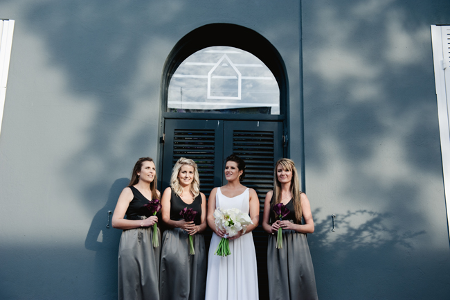 Bridesmaids with Black Lillies