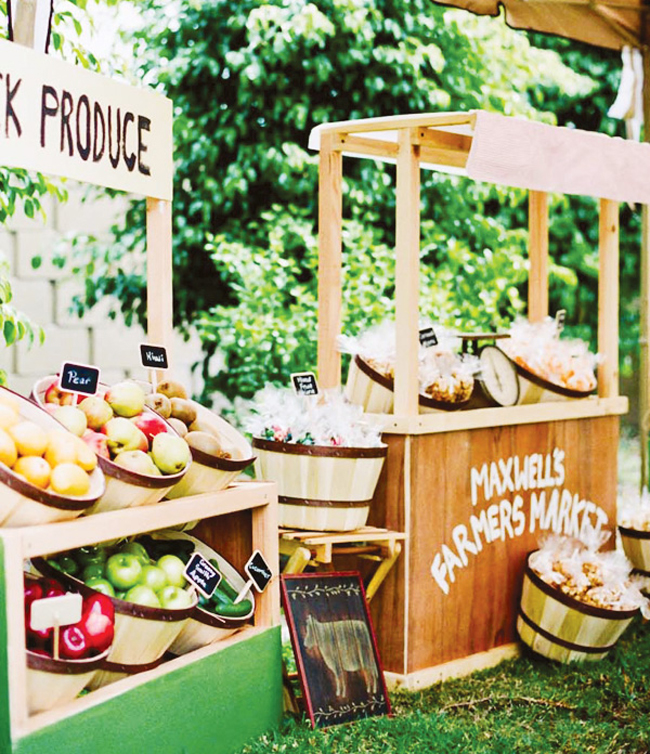 Farmers Market Wedding Ideas DIY Wooden Stalls