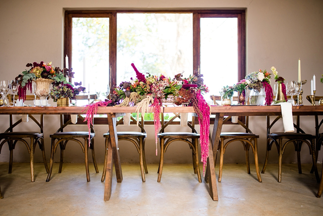 Luscious Cascading Floral Arrangements for Bridal Table