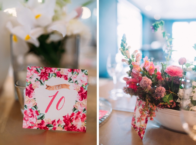 Pink Floral Printed Table Number 