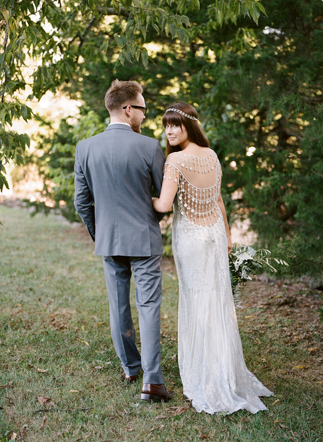 silver claire pettibone statement back wedding dress