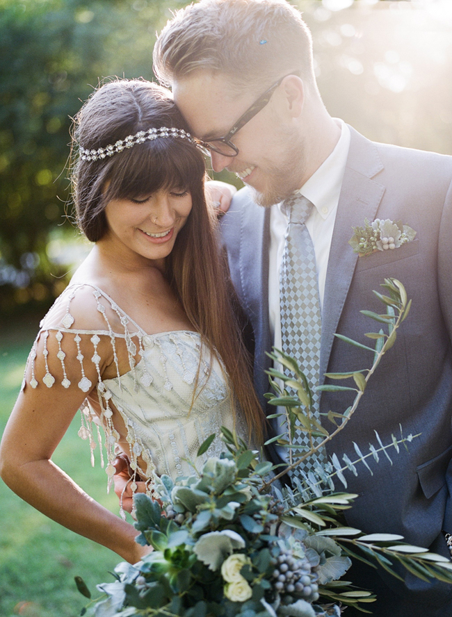 boho industrial bride and groom