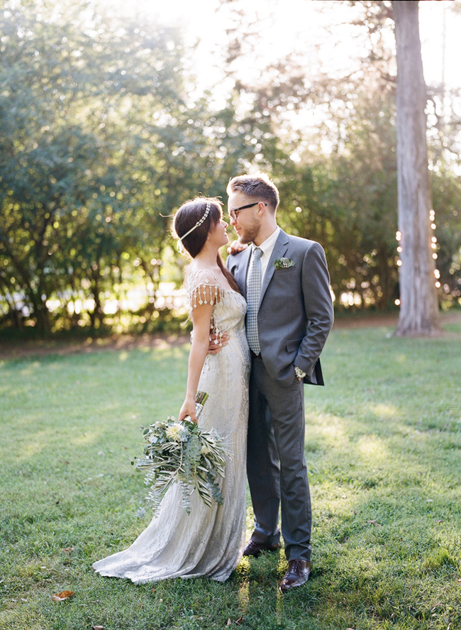 boho bride and groom