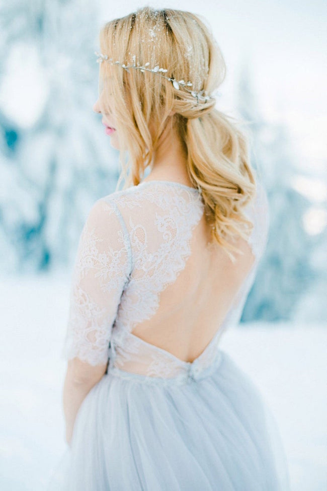 Icy blue outlet wedding dress