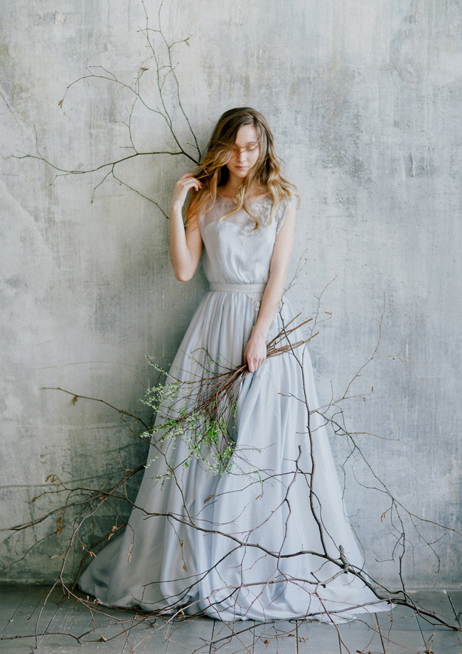 Blue grey shop wedding dress