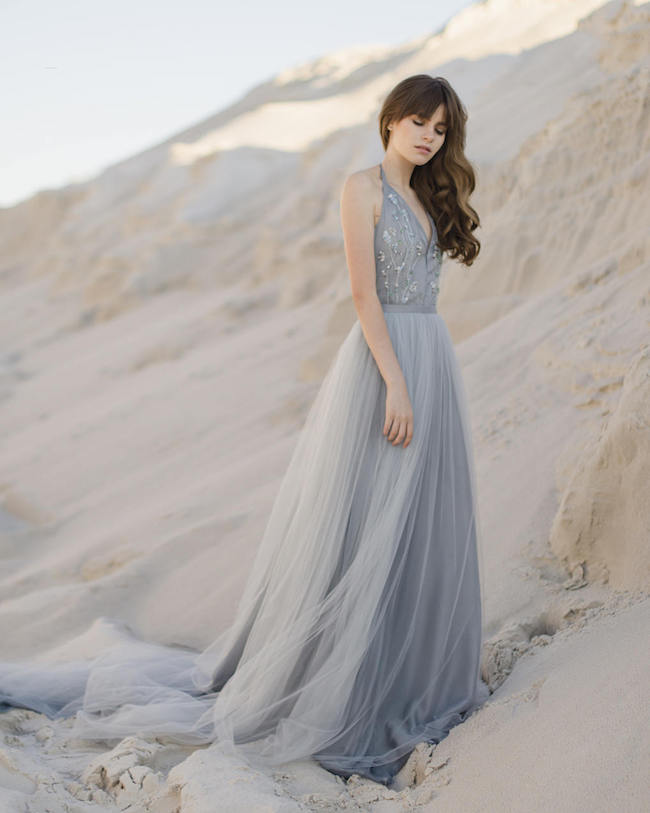 dusty blue wedding gown