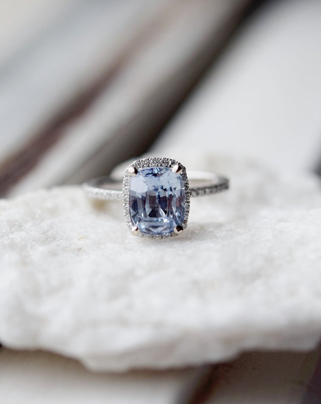 Sky Blue Unheated Ceylon Blue Sapphire Platinum Engagement Ring – Deliqa  Gems