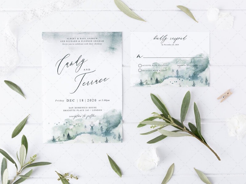 Printable Winter Wedding Invitations