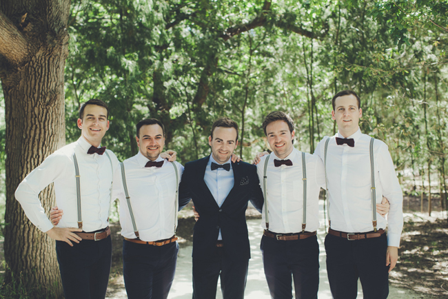 Groomsmen in Bowties & Suspenders | Image: Fiona Clair