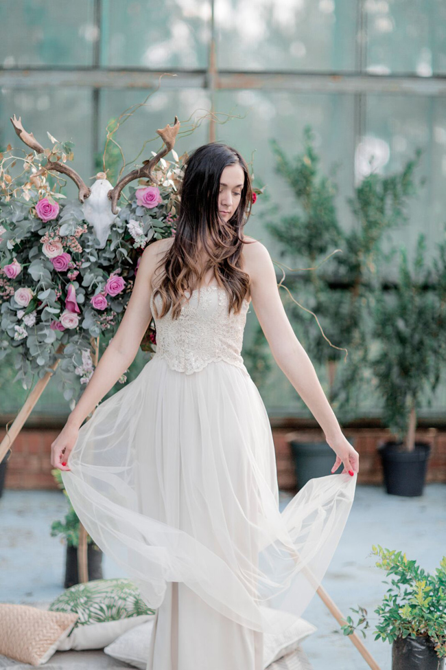 Champagne Tulle Engagement Shoot Dress