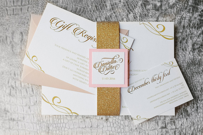 Pink & Gold Wedding Invitation Suite