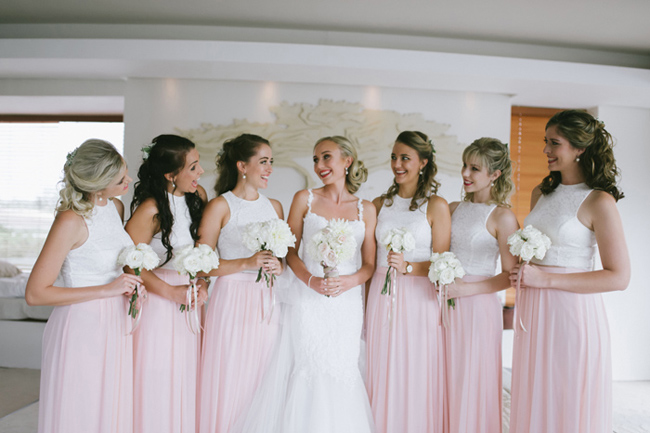 Peach Bridesmaid Dresses Tops and Skirts