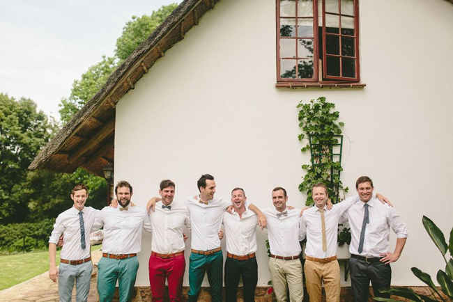 Groomsmen in Mismatched Pants