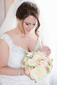Bride with Pink & White Bouquet
