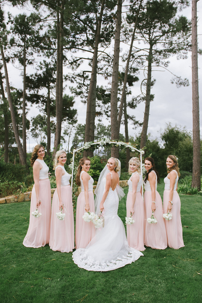 Peach Two-piece Bridesmaid Dresses