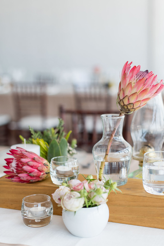 Protea & Glass Vase Centerpiece