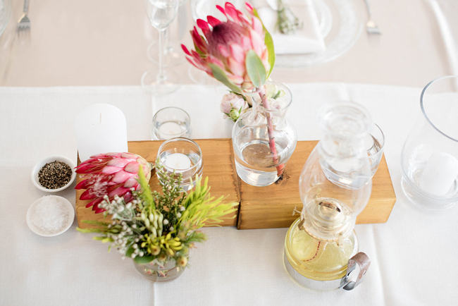 Protea & Wood Centerpiece