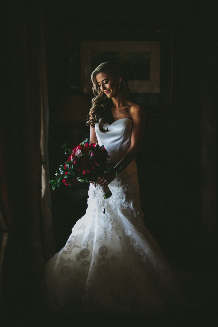 Bride with Red Peony Bouquet | Credit: Knot Just Pics