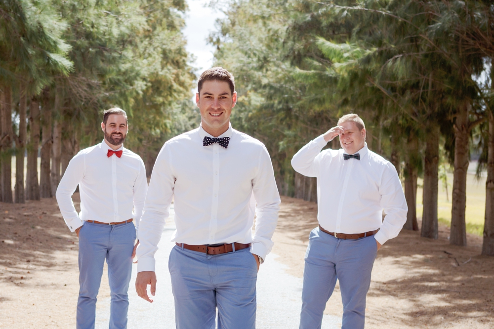 Groomsmen in Pastel Blue & Bowties