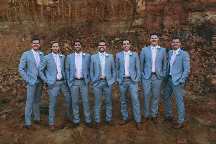 Groomsmen in Light Grey Suits | Credit: Knot Just Pics