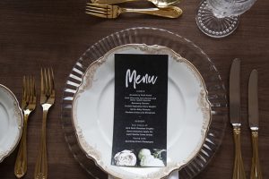 Black Wedding Menu | Credit: Mooi Photography