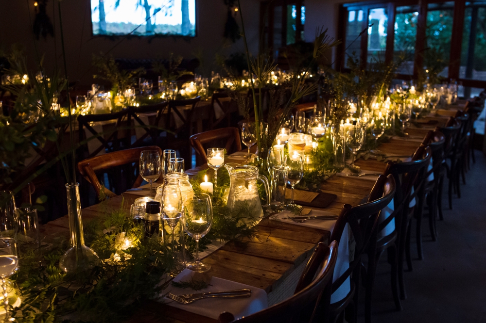 Long Tables with Greenery Runners & Candles