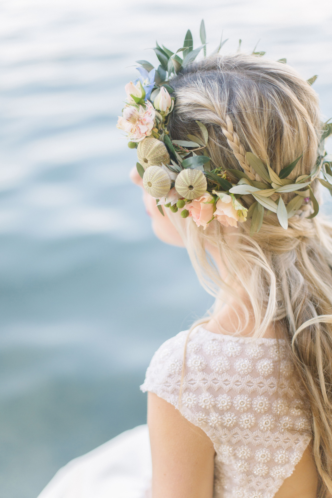 Boho Beach Bride Urchin Flower Crown