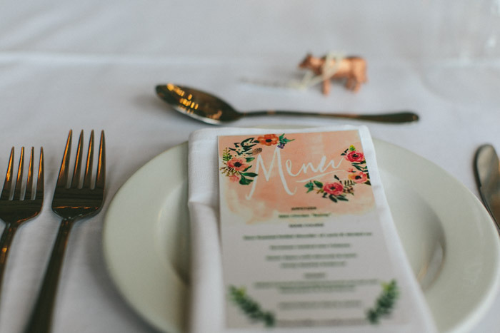 Peach Watercolor Menu | Credit: Knot Just Pics