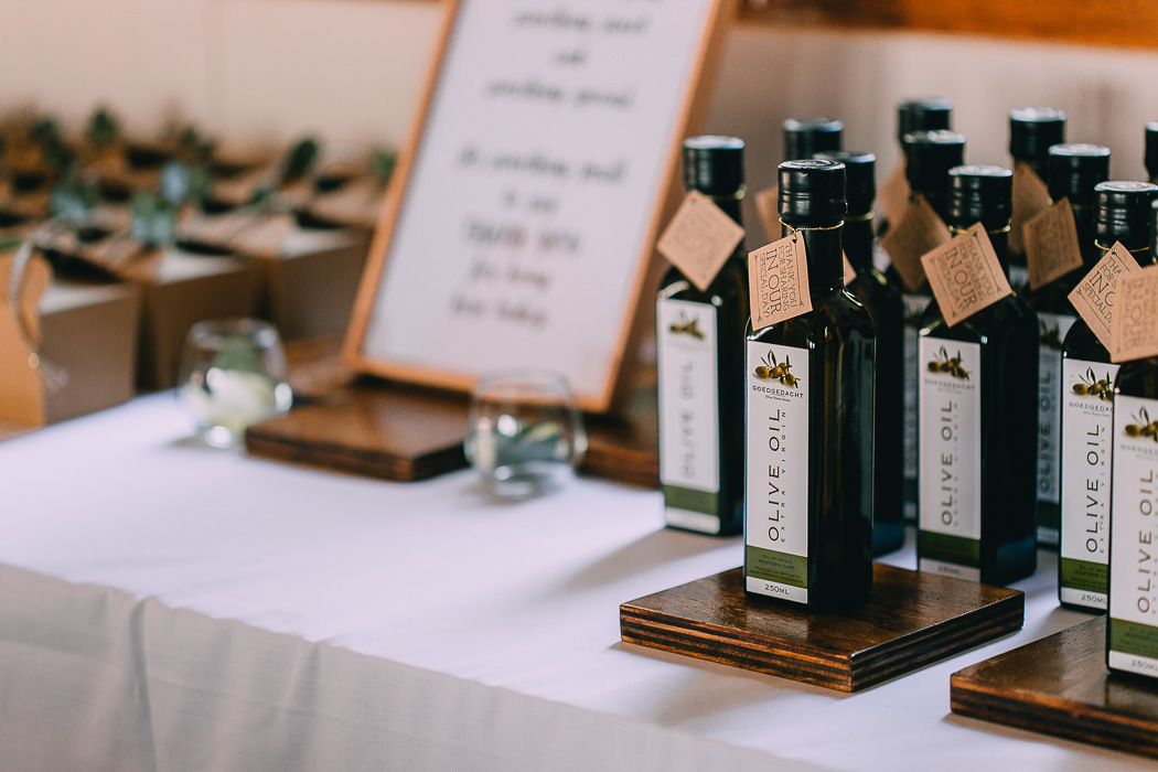 Olive Oil Wedding Favors | Credit: Michelle du Toit