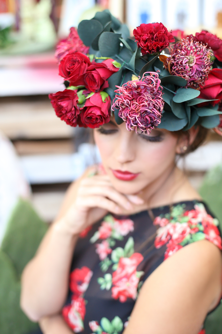 Bold Red Floral Crown | Credit: Hello Love Photography