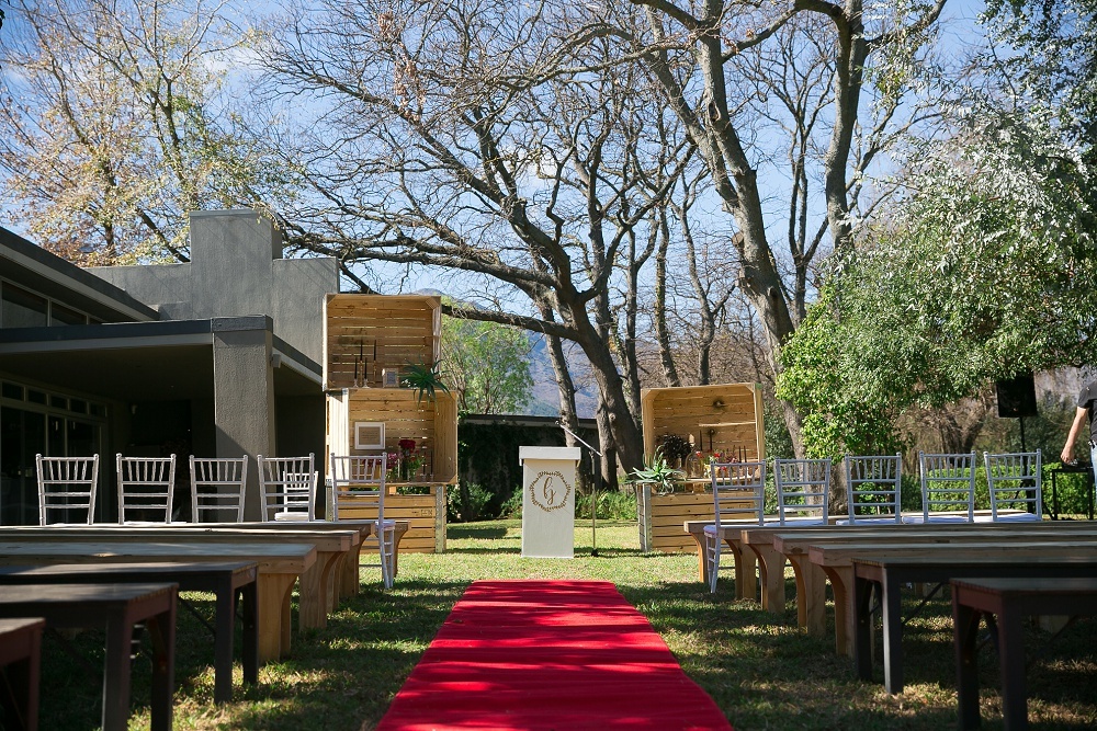 Rustic Wedding Ceremony Decor | Credit: Karina Conradie