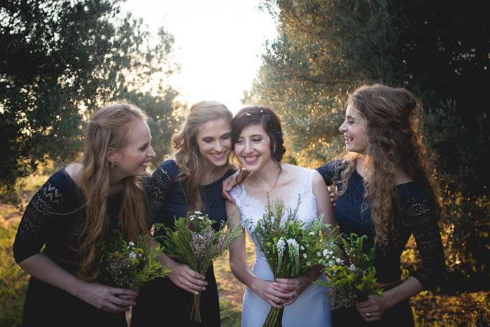 Bridesmaids in Navy Lace Dresses | Credit: Those Photos
