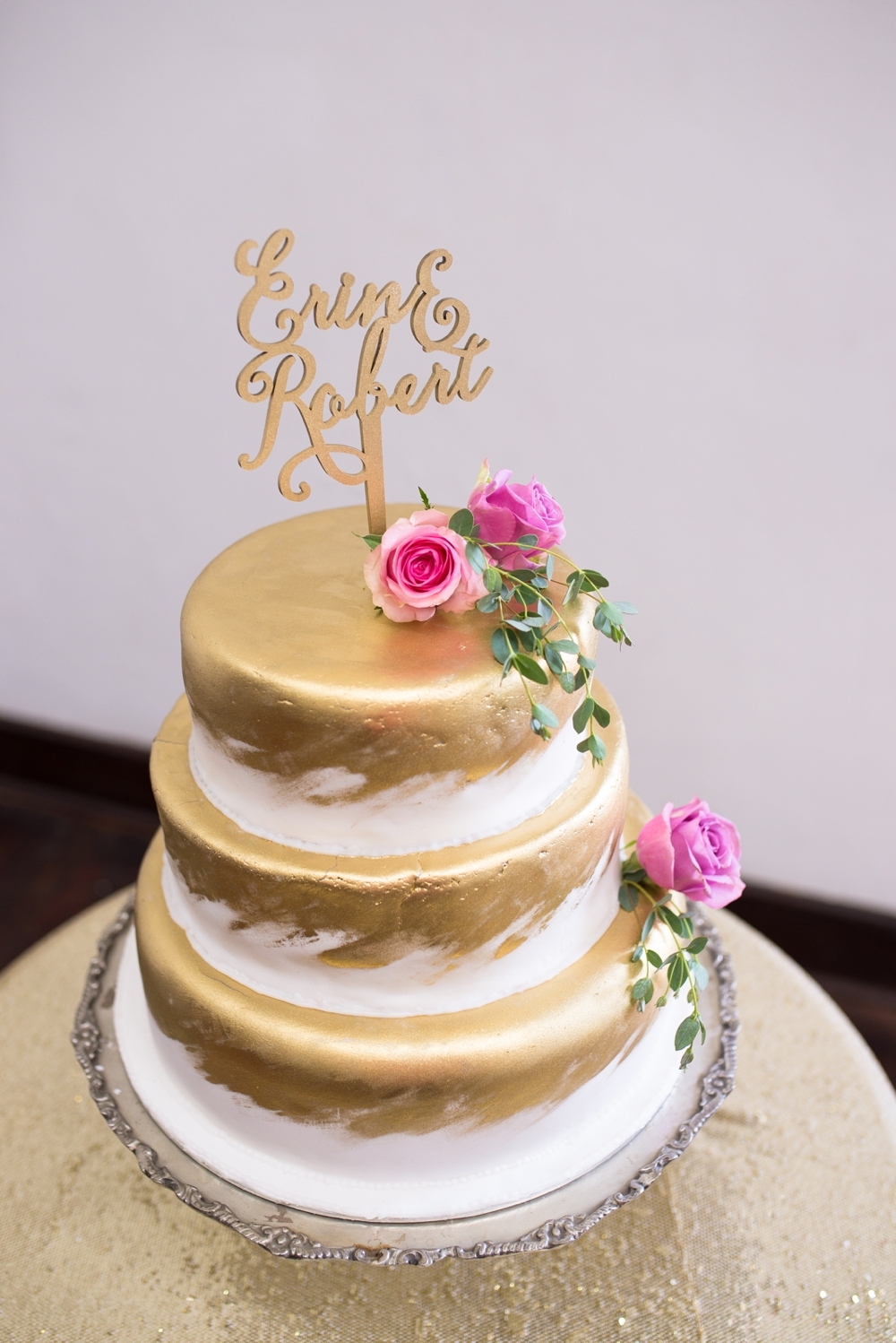 Metallic Gold Wedding Cake | Credit: Cheryl McEwan