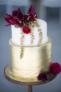 Metallic Gold Wedding Cake | Credit: Karina Conradie
