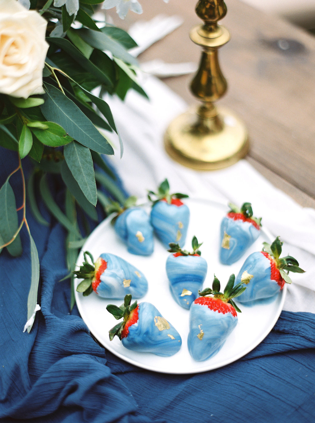 Blue Marbled Chocolate Strawberries| Credit: Courtney Leigh