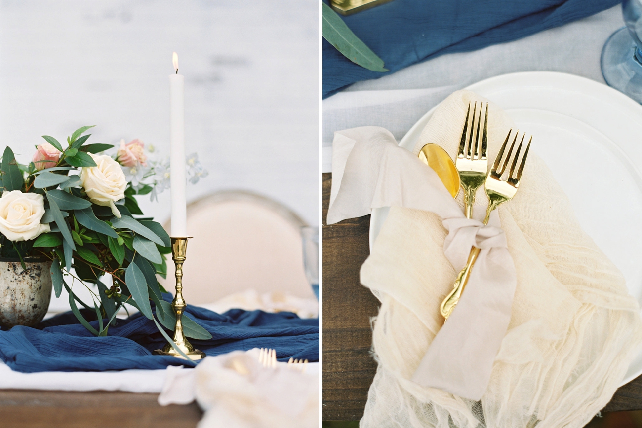 Blue & Gold Table Decor | Credit: Courtney Leigh