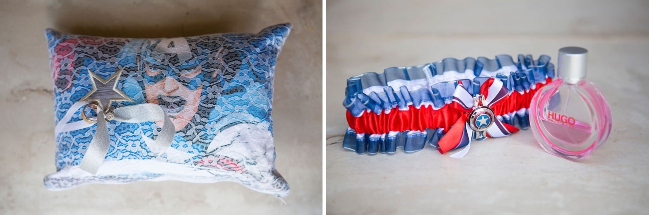 Superhero Captain America Garter and Ring Pillow | Image: Daniel West