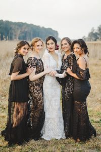 Black Lace Bridesmaid Dresses | Credit: Roxanne Davison