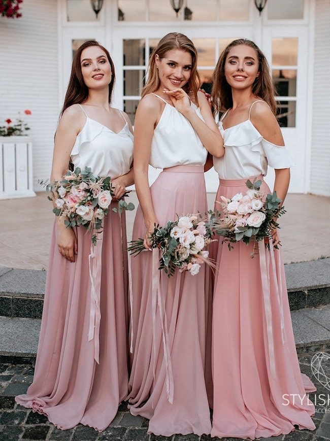 two-piece bridesmaid dress
