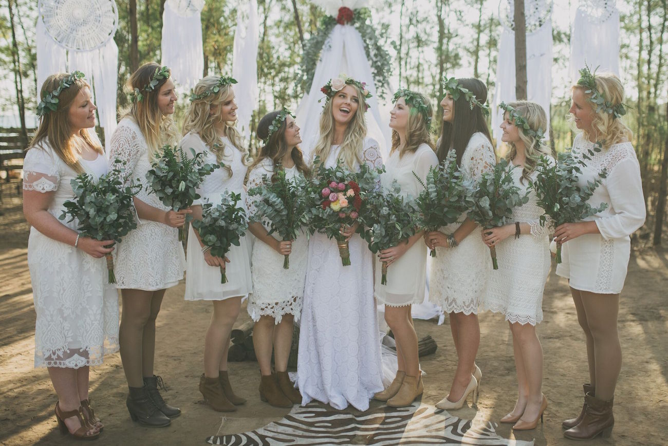 Boho Lace Bridesmaid Dresses | Credit: Vicky Bergallo