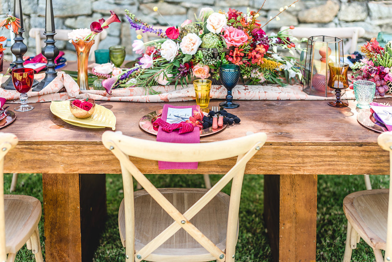 Colorful Floral Tablescape | Credit: Jacoba Clothing/PhotoKru